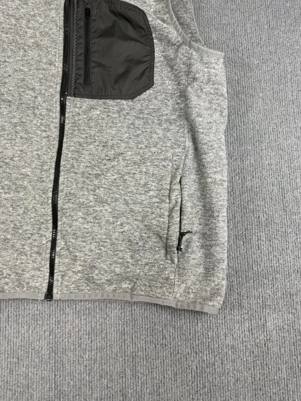 Lands End Mens Gray Full-Zip Fleece Vest With Chest Pocket M 38-40